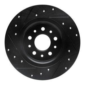 Fiat 500L Brake Rotor (1) - Rear Right - R1 Concepts - Drilled & Slotted - Black - `14-`19